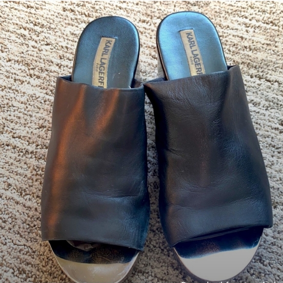 Karl Lagerfeld Platform Slip On Wedge Sandals - Picture 1 of 11